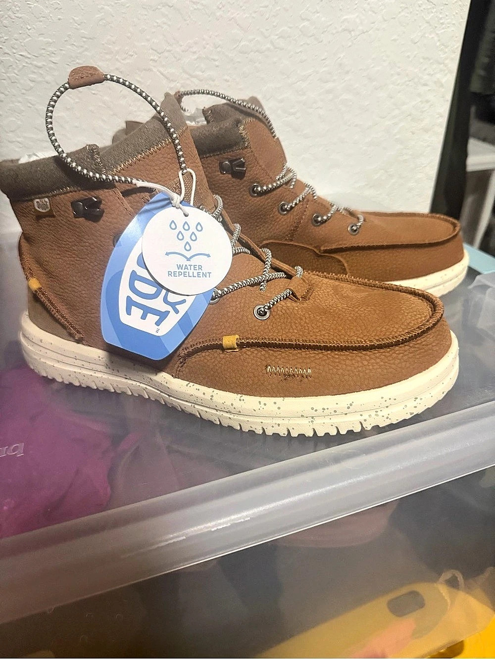 Hey Dude Wendy Peak Hi Suede Brown & White Boots - Picture 3 of 5